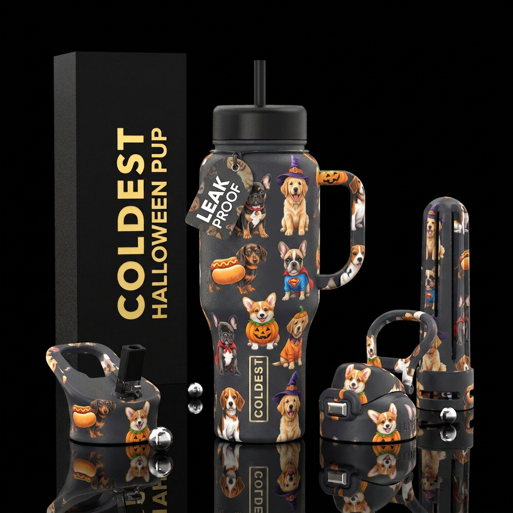 Spooky buddies water bottle design