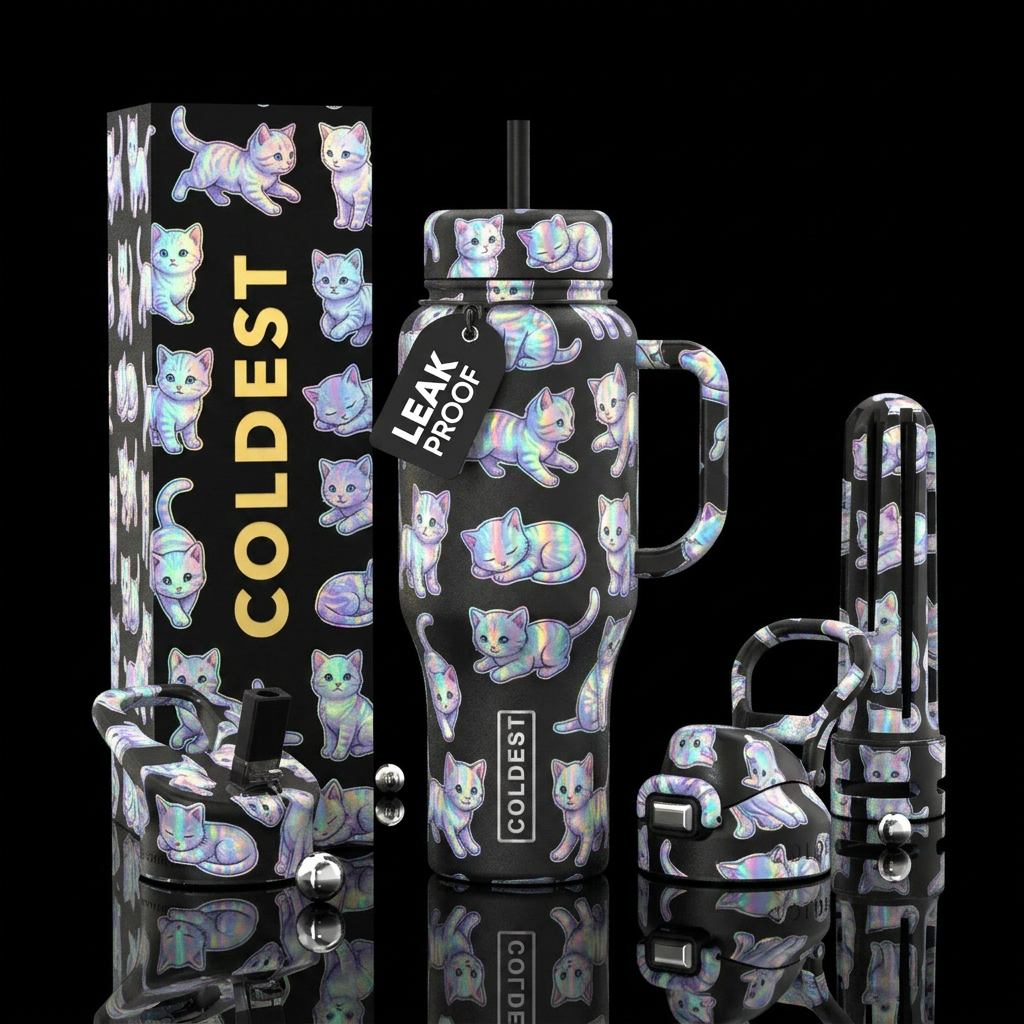 Moonlit meow water bottle design