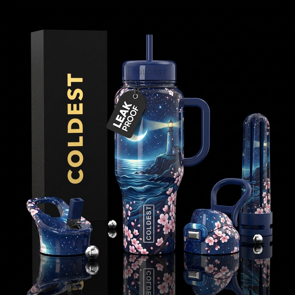 Midnight Sakura water bottle design
