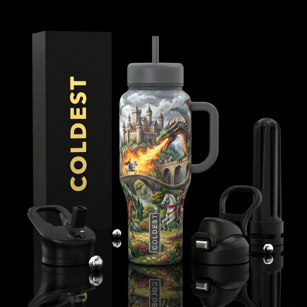 Kingdom on a hill dragon wrapped around kingdom br... water bottle design