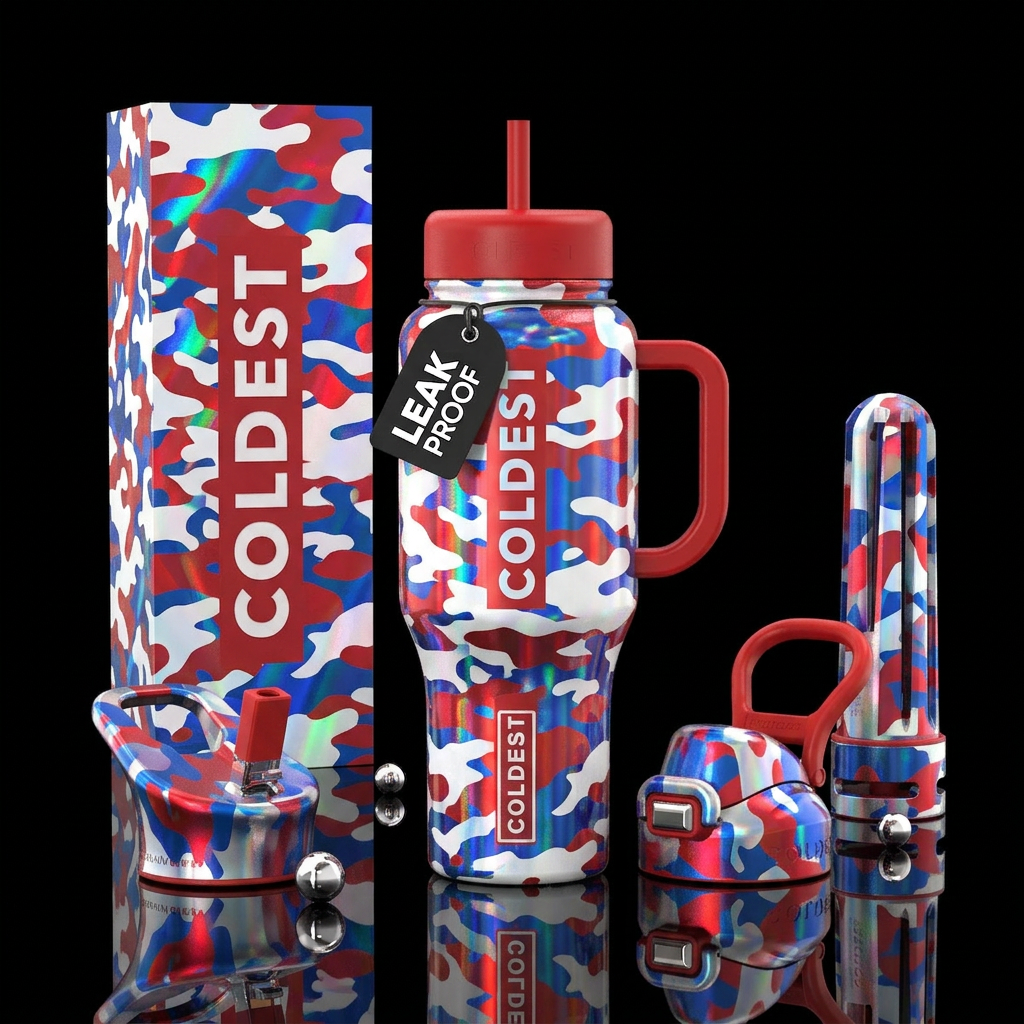 American camo water bottle design