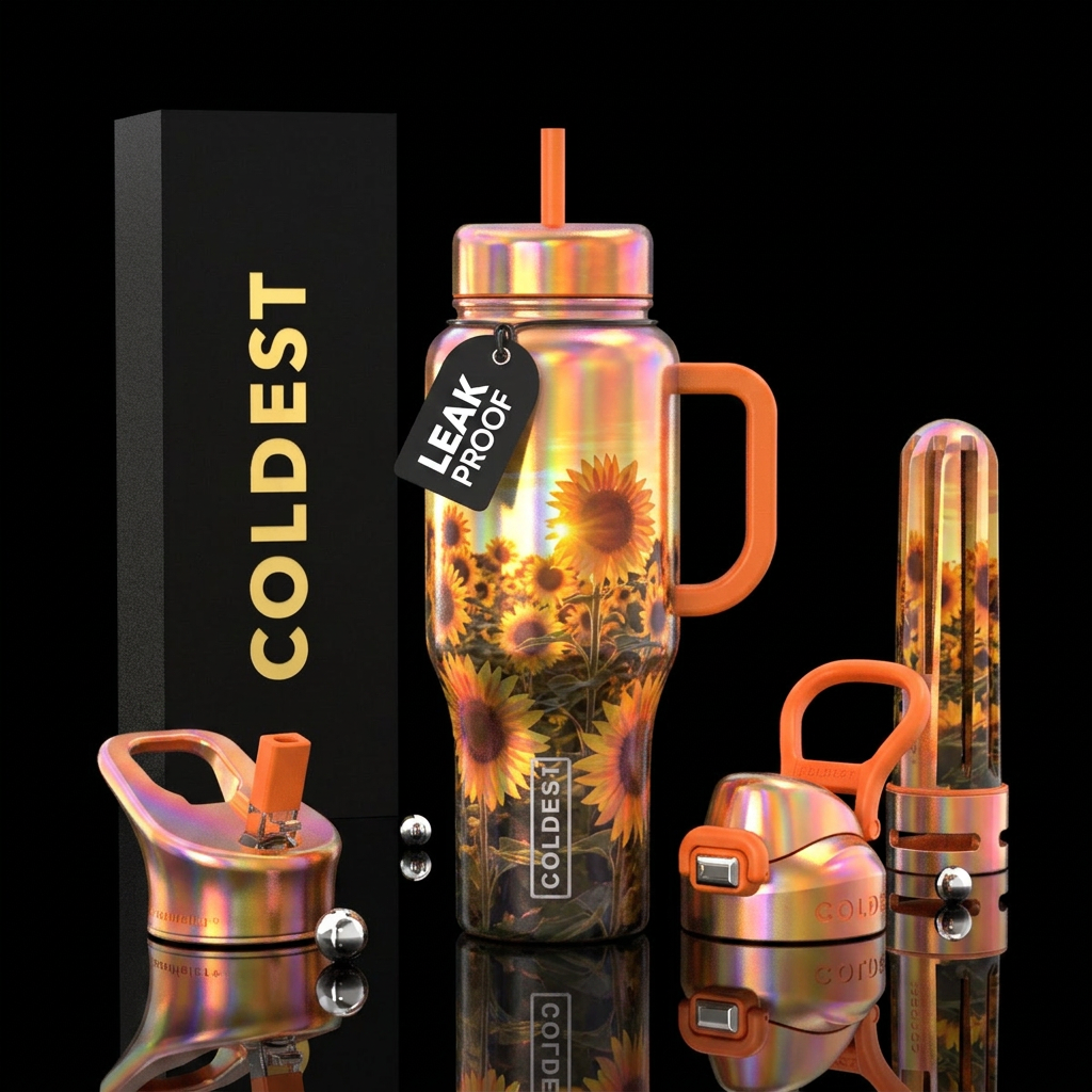 Sunflower reflections water bottle design