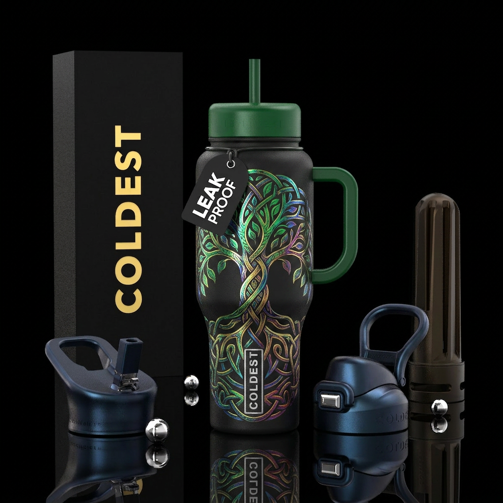 Celtic tree of life water bottle design