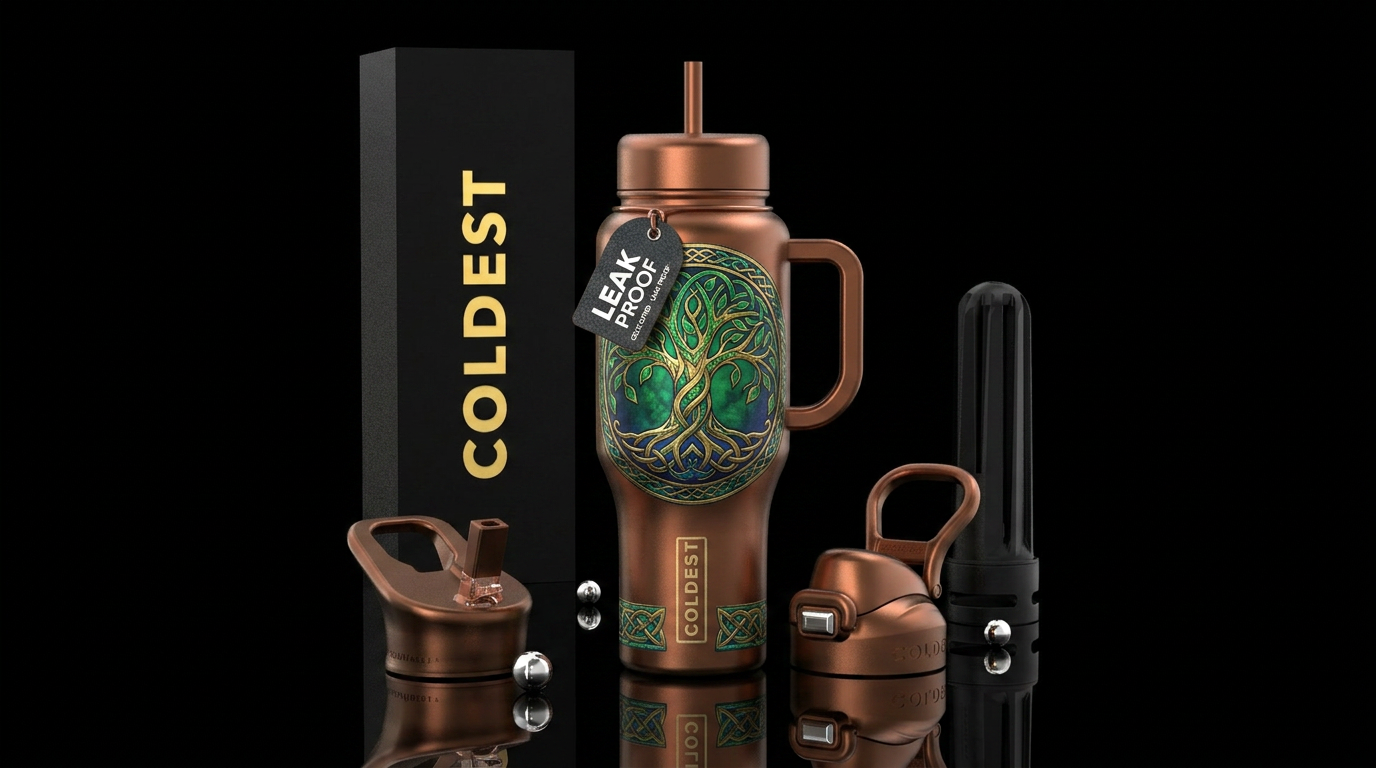 Celtic tree of life water bottle design
