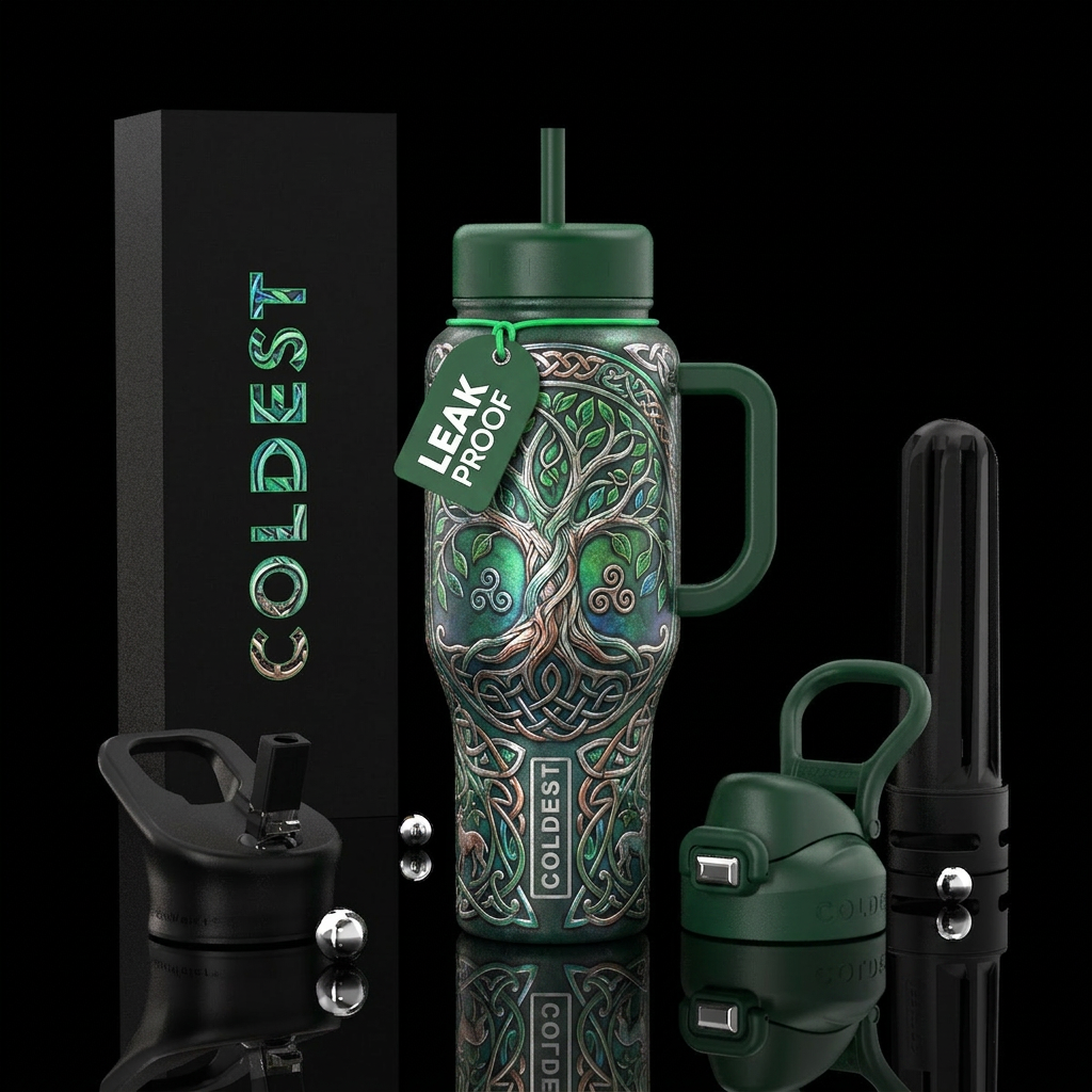 Celtic tree of life water bottle design