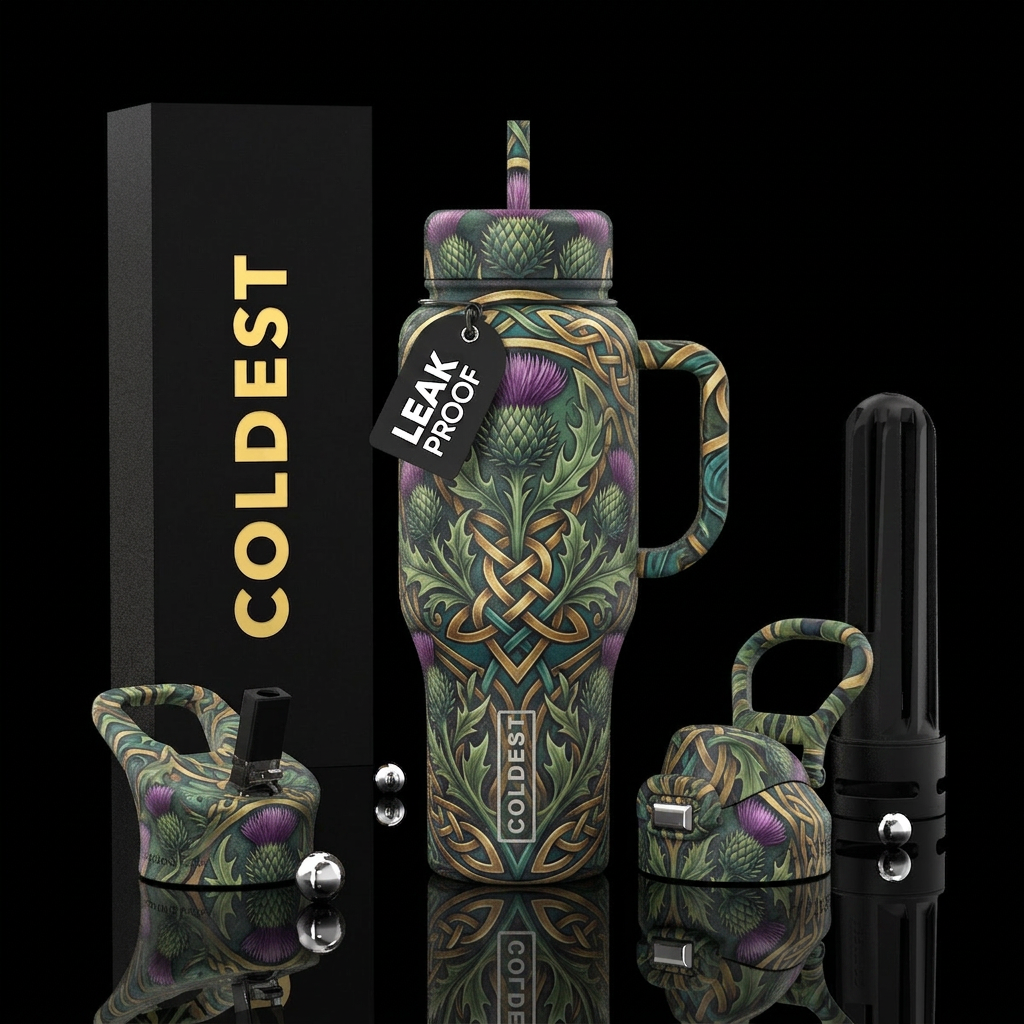 Braveheart thistle Celtic water bottle design