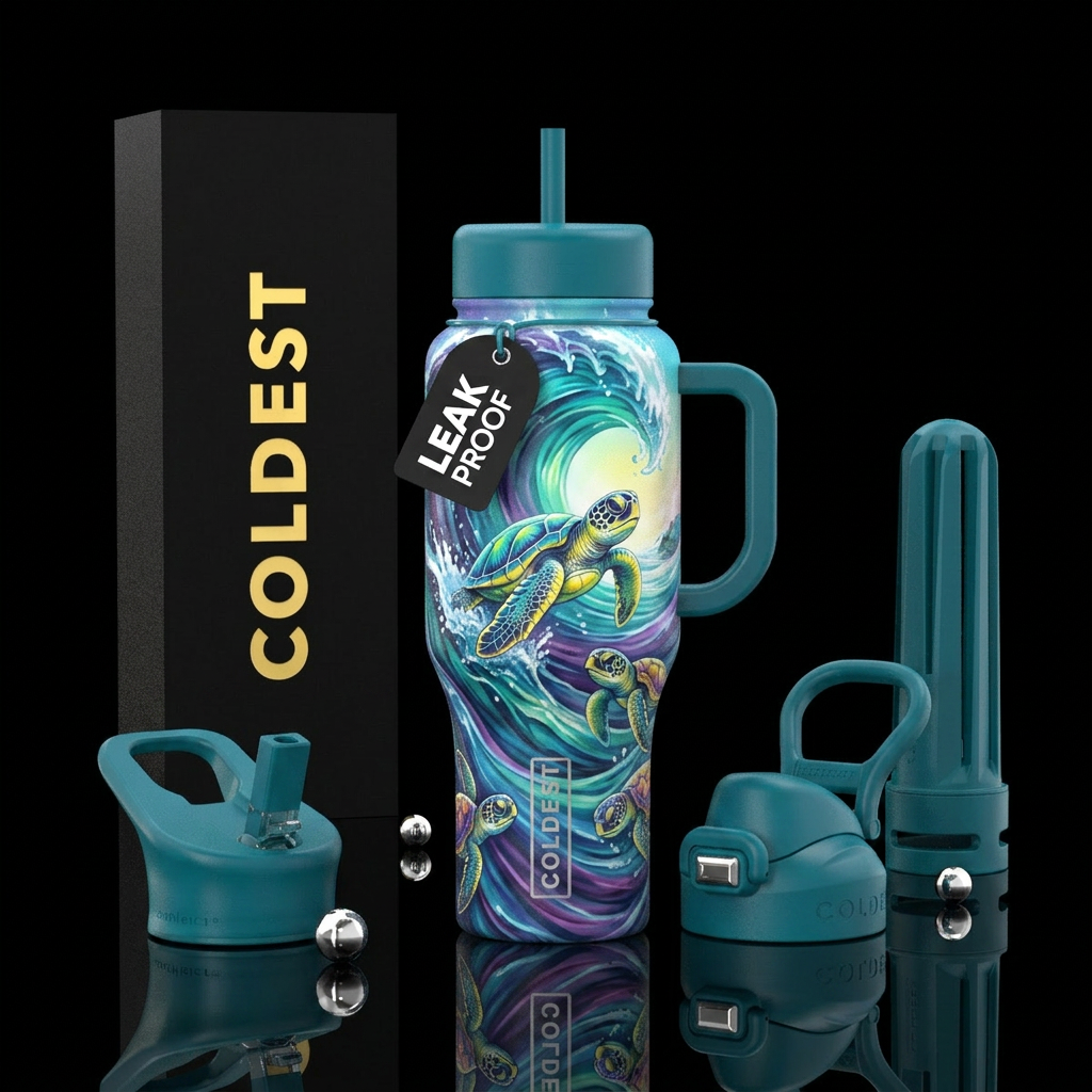 Baby sea turtle surfaces water bottle design