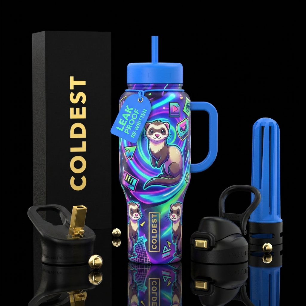 Cute 90’s ferret water bottle design