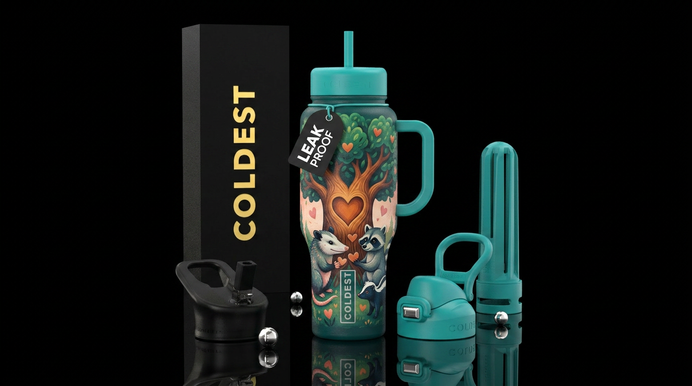 Opossum raccoon skunk  love big tree water bottle design