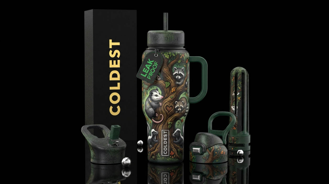 Opossum raccoon skunk  love big tree water bottle design