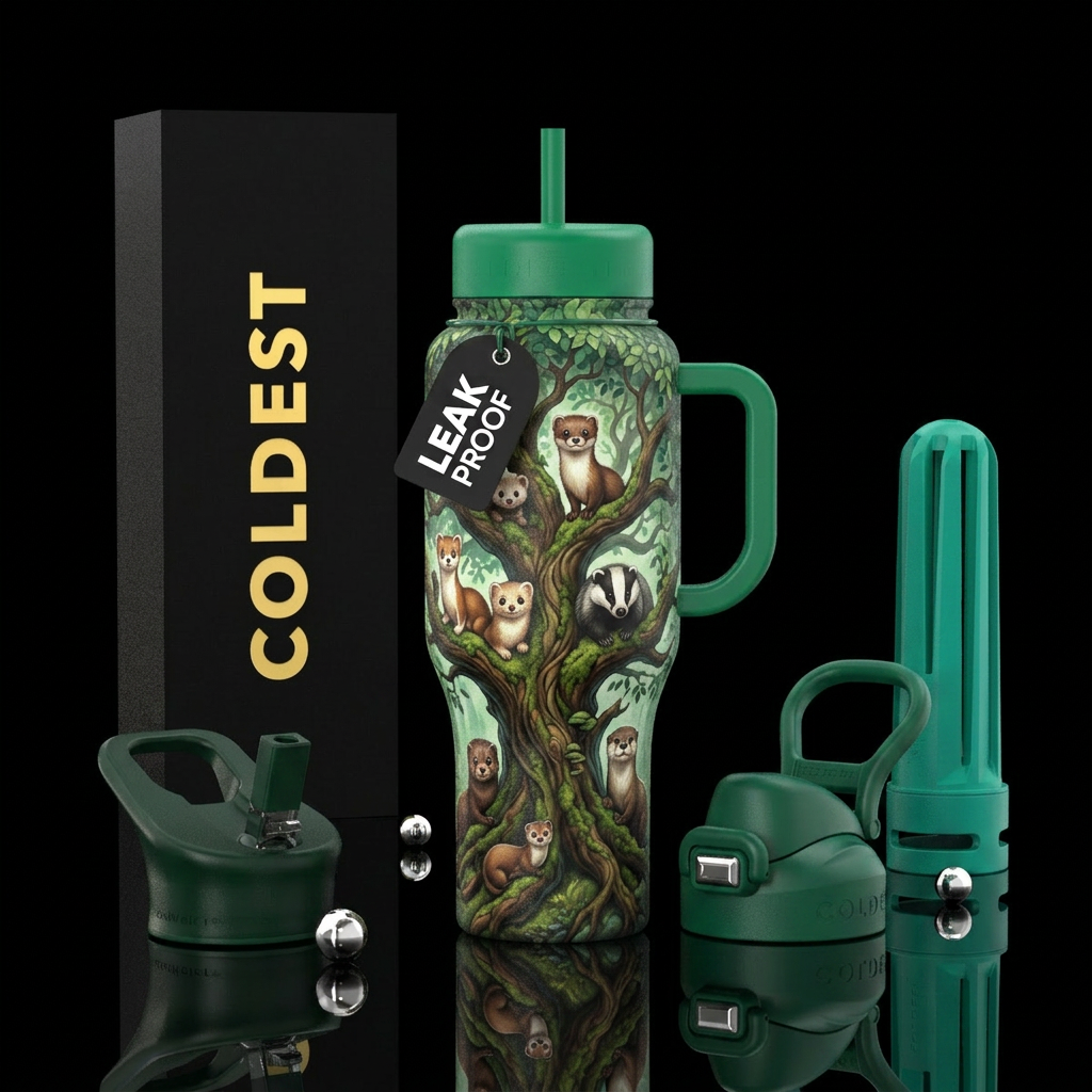 Mustelids cute big tree water bottle design