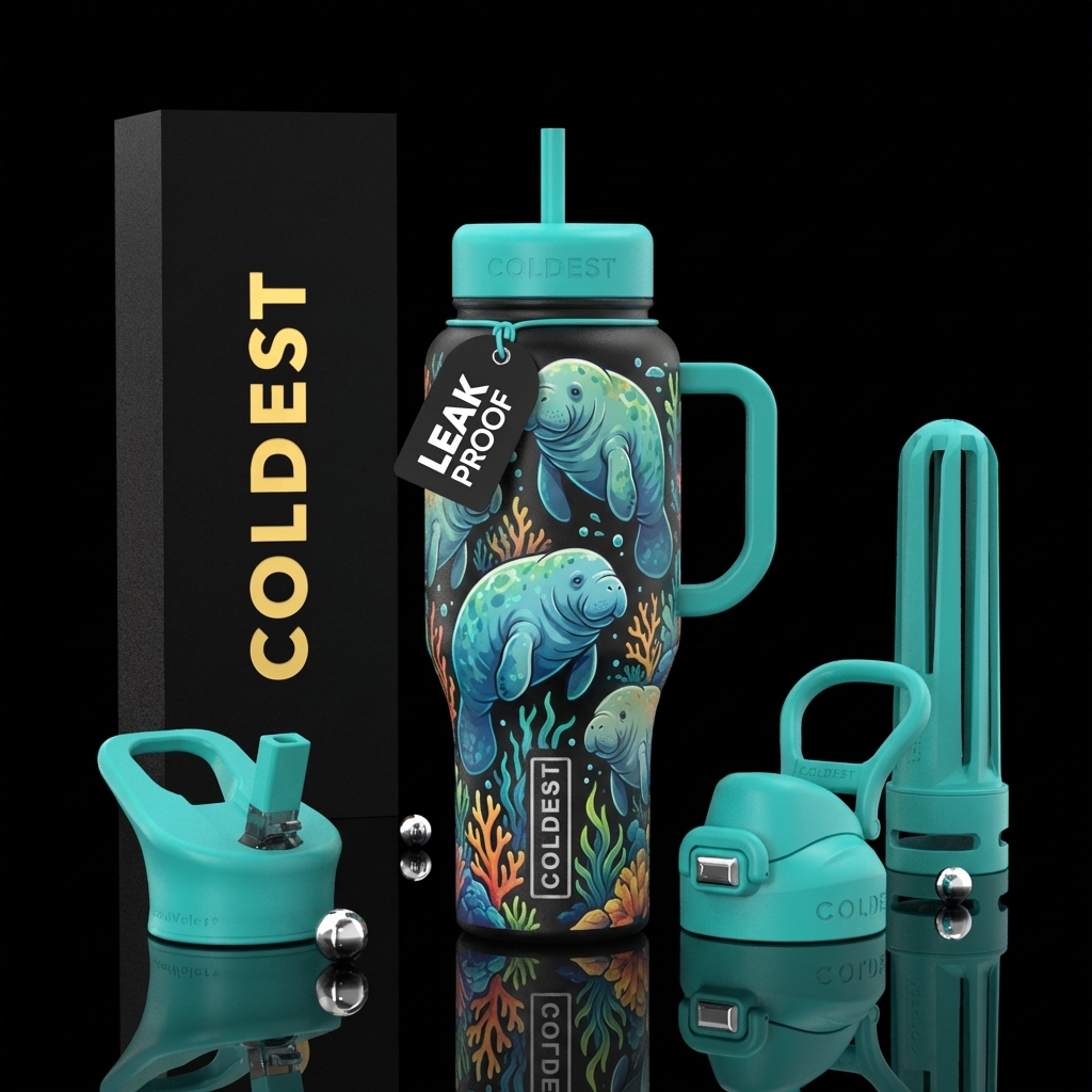 Manatees water bottle design
