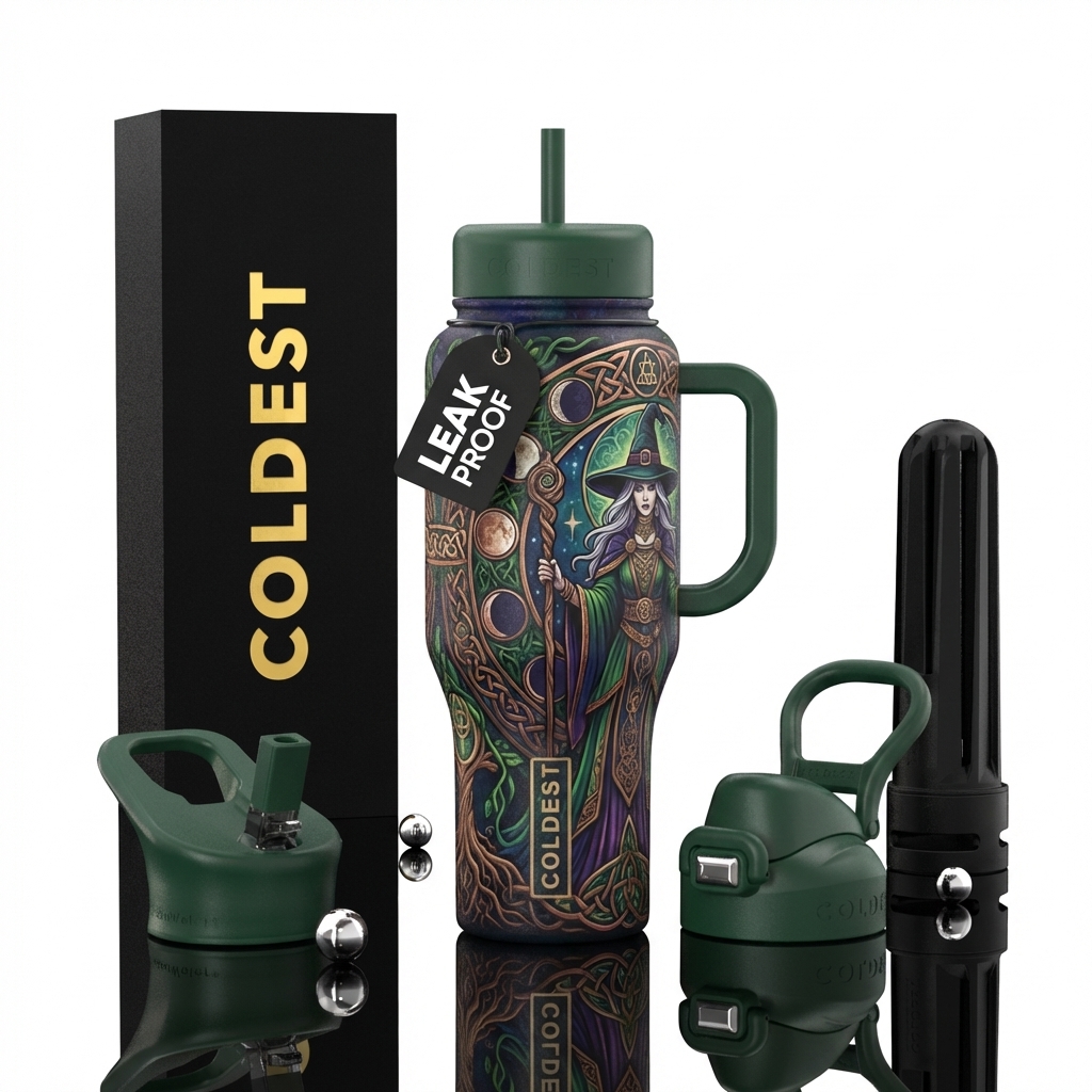 Celtic witch water bottle design