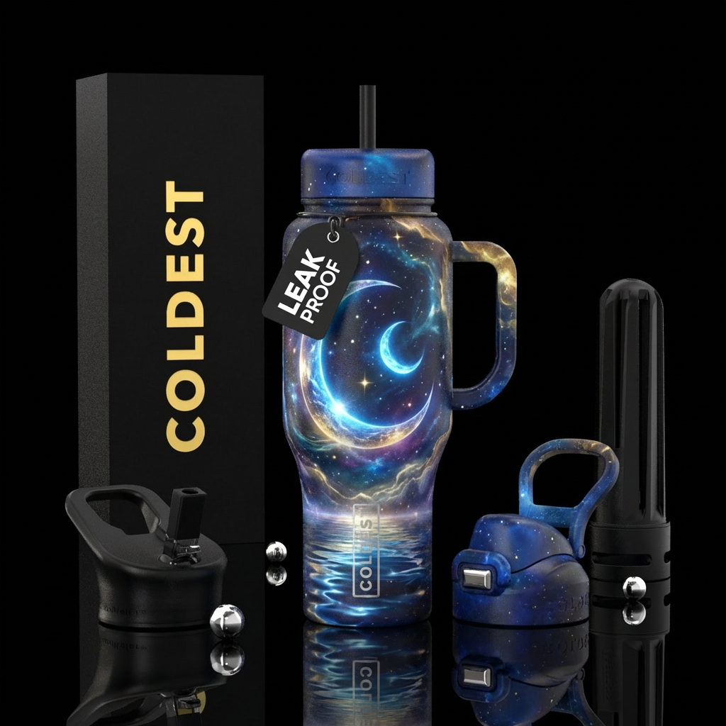Sacred water moon heavens water bottle design