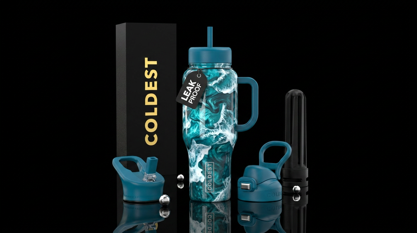 Design a camouflage pattern with a shiny metallic ... water bottle design