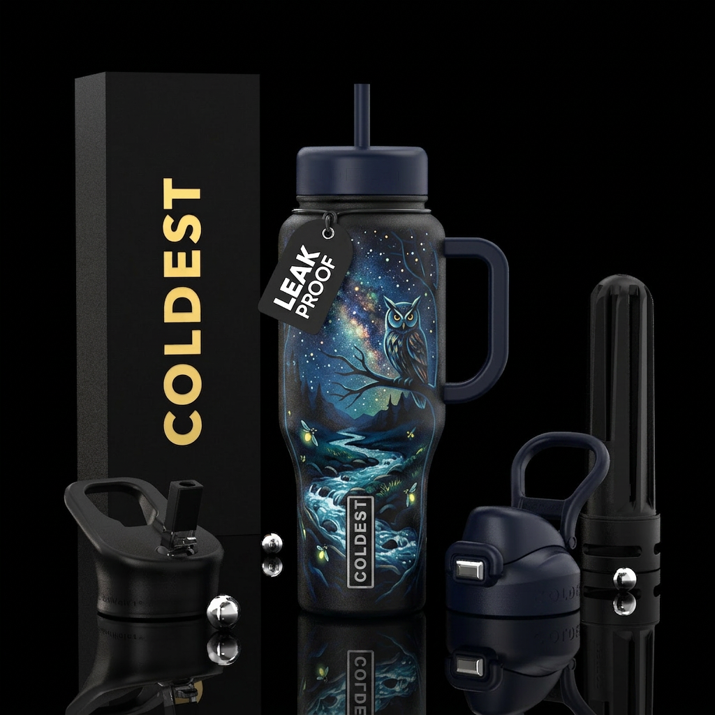 Design a bottle on a clear moonlight summer night,... water bottle design