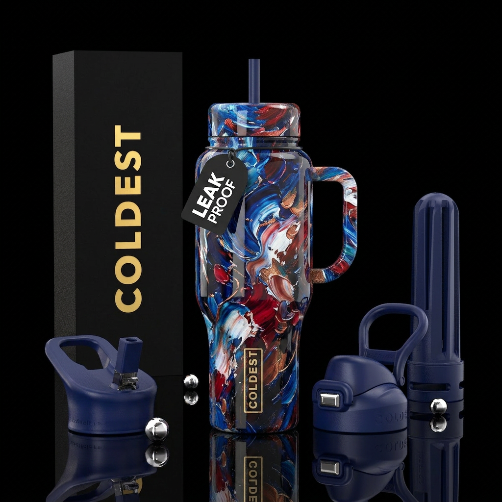 Artistic impressionist style showing resilience, s... water bottle design