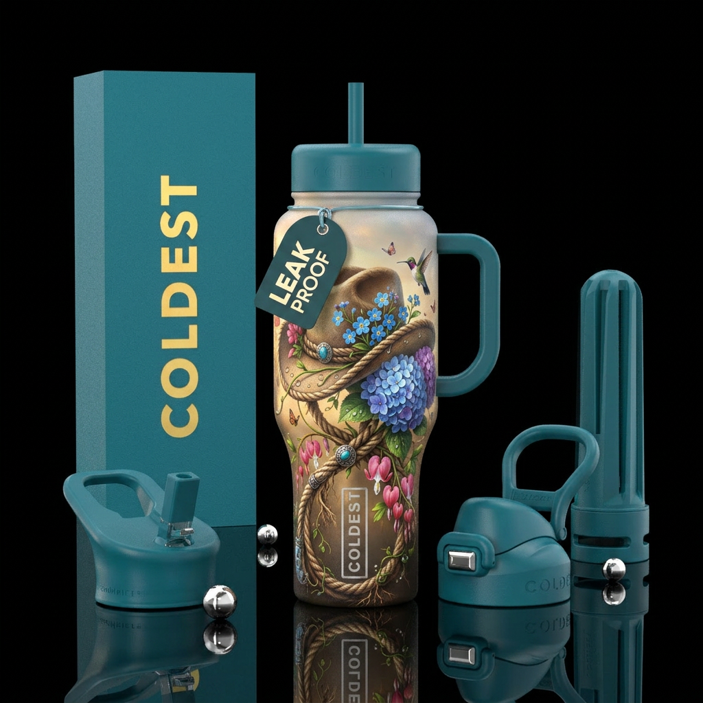 Create an enchanting Western botanical masterpiece... water bottle design