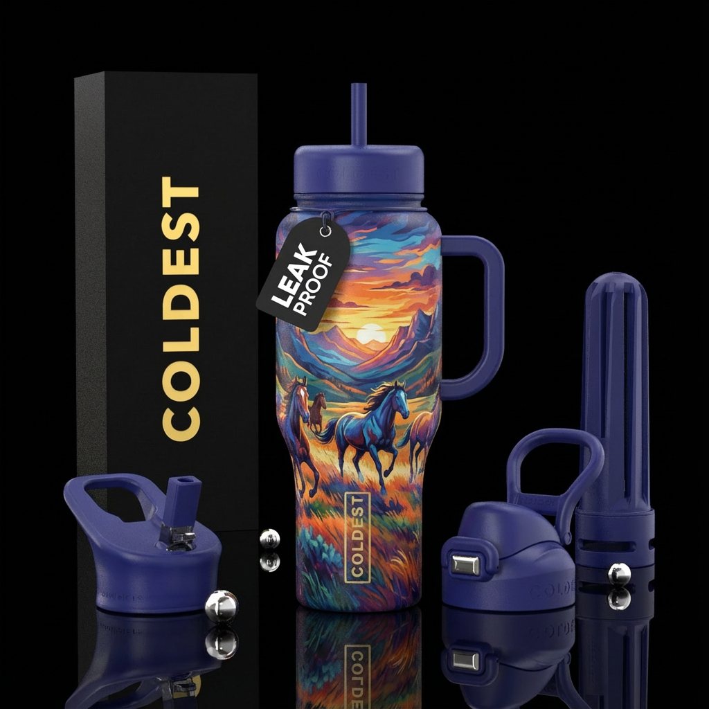 Horses in the wild water bottle design
