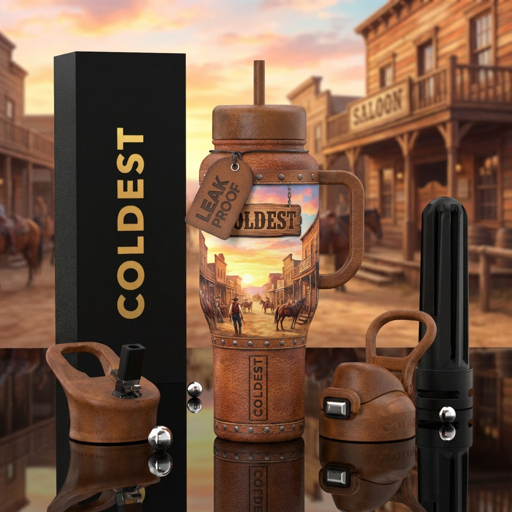 Old west water bottle design