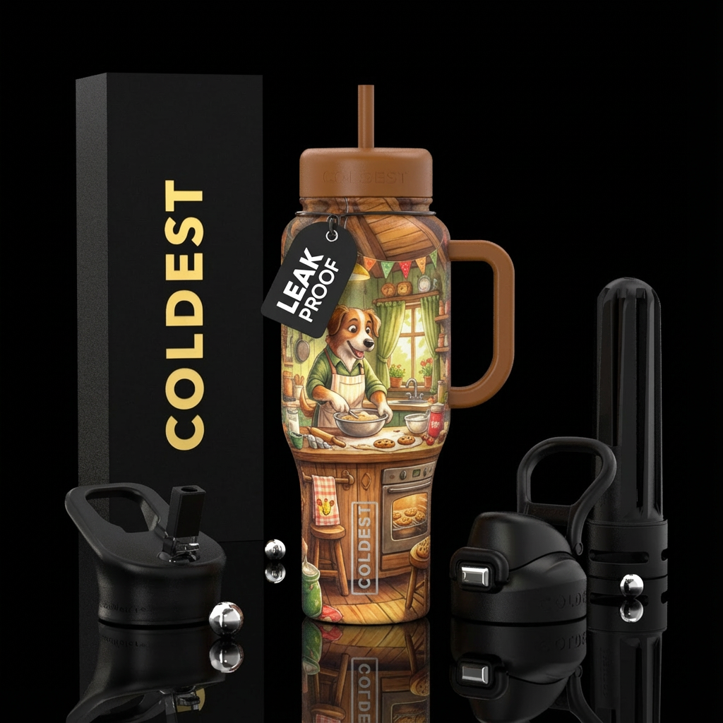 Kibbler making cookies in treehouse water bottle design
