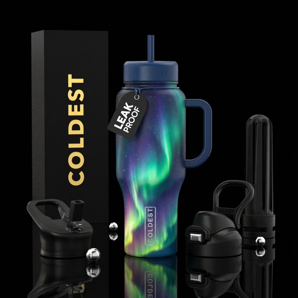 Northern lights water bottle design