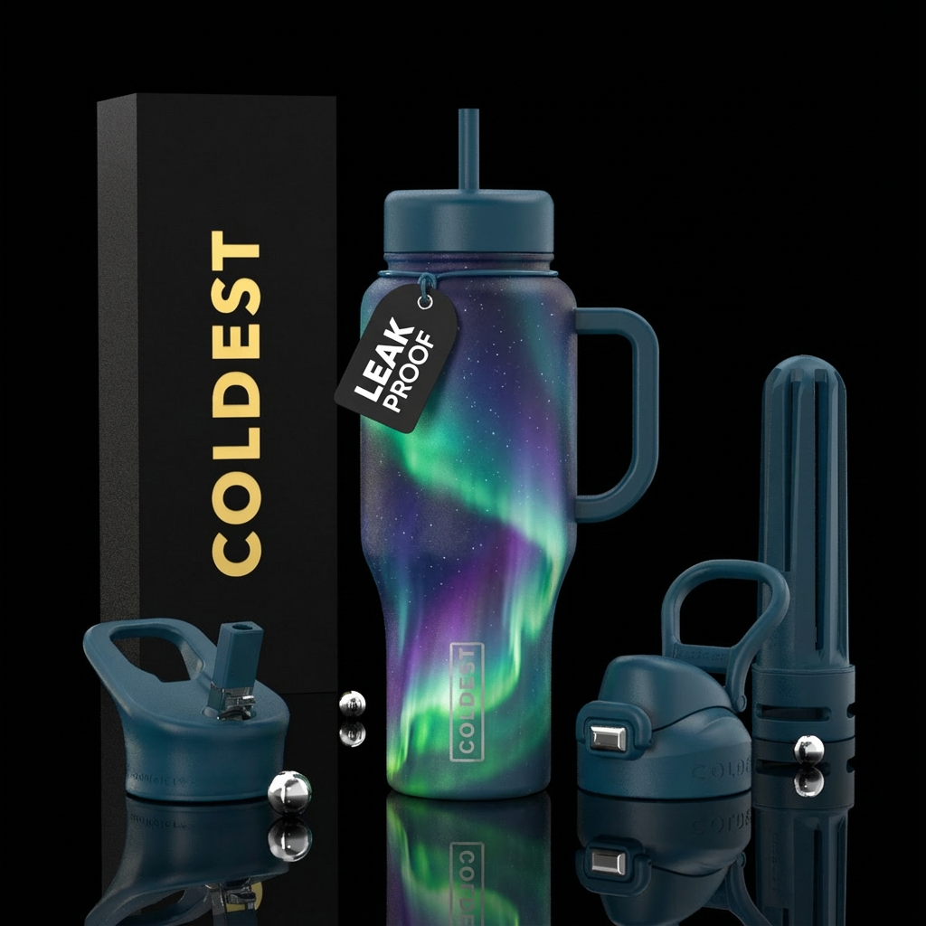 Northern lights water bottle design