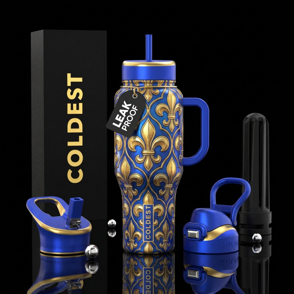 Fleur-de-lis water bottle design