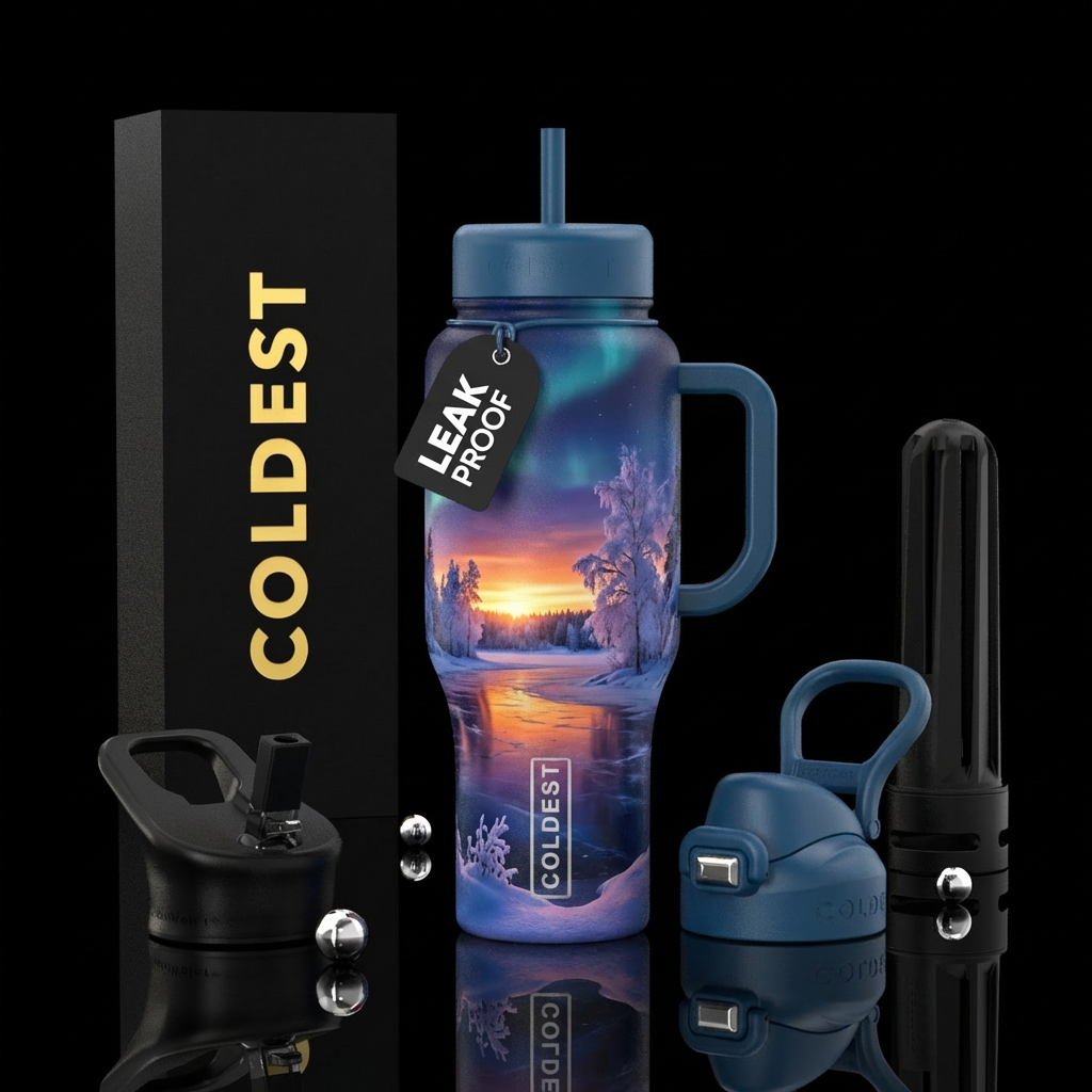 Glowing Horizon  horizon winter peace water bottle design