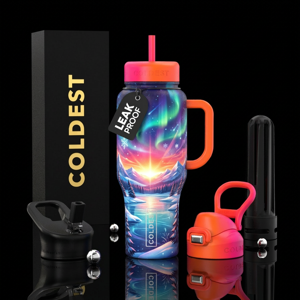 Glowing Horizon  horizon winter peace water bottle design