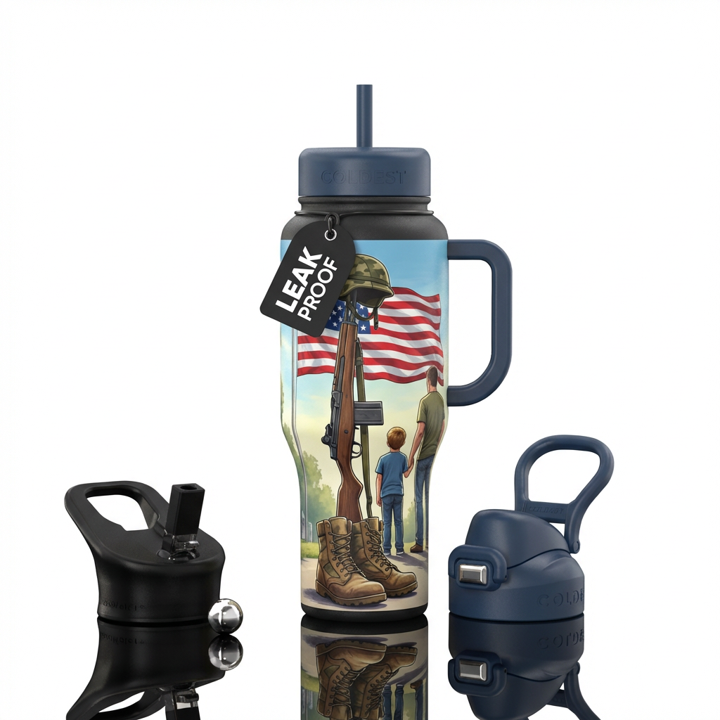 M14 with boots at the bottom, helmet on to of the ... water bottle design