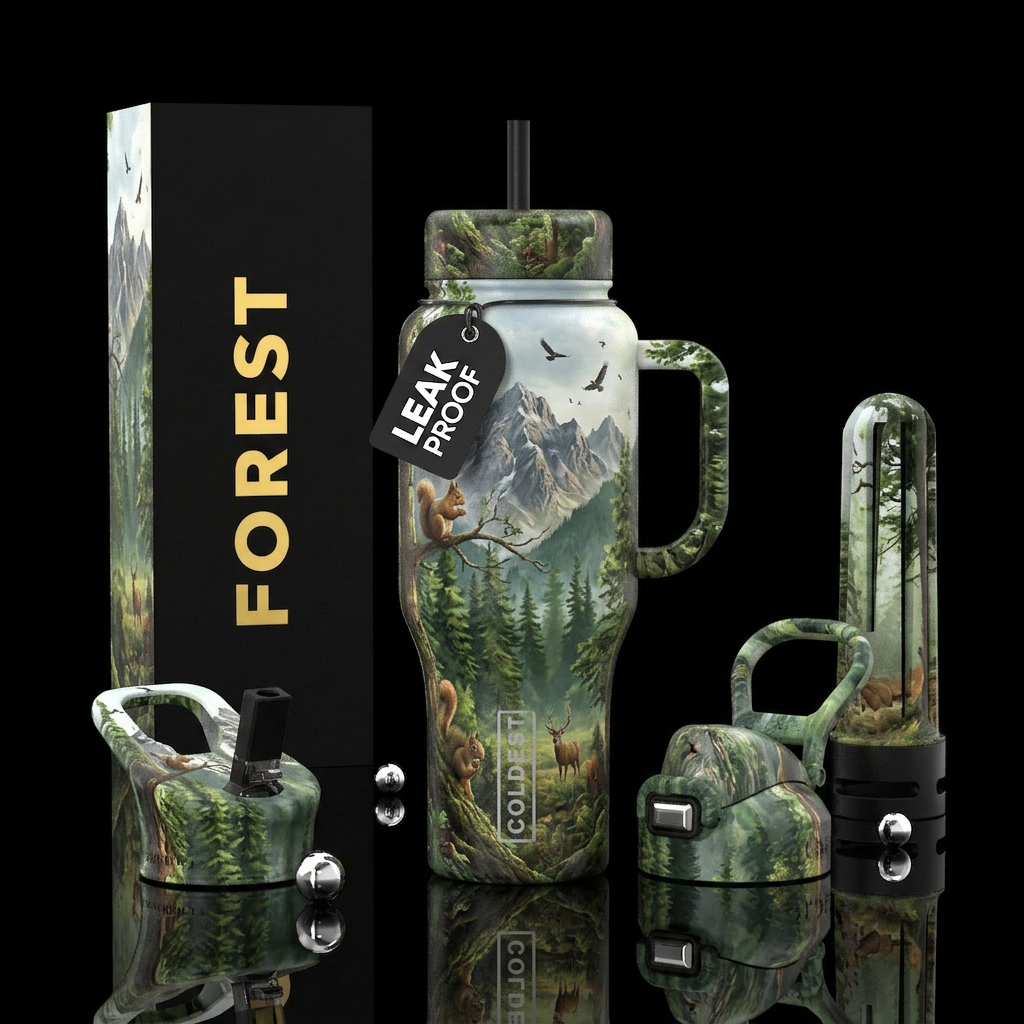 Nature's calling water bottle design