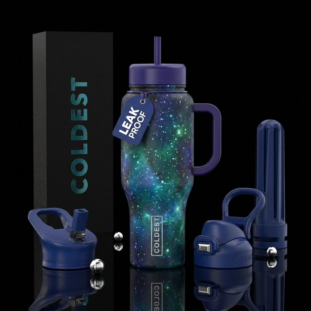Purple skies water bottle design