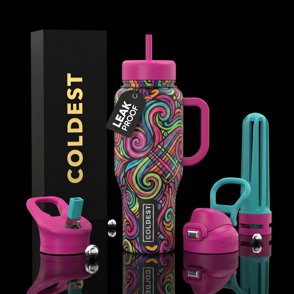 Colorful swirls water bottle design