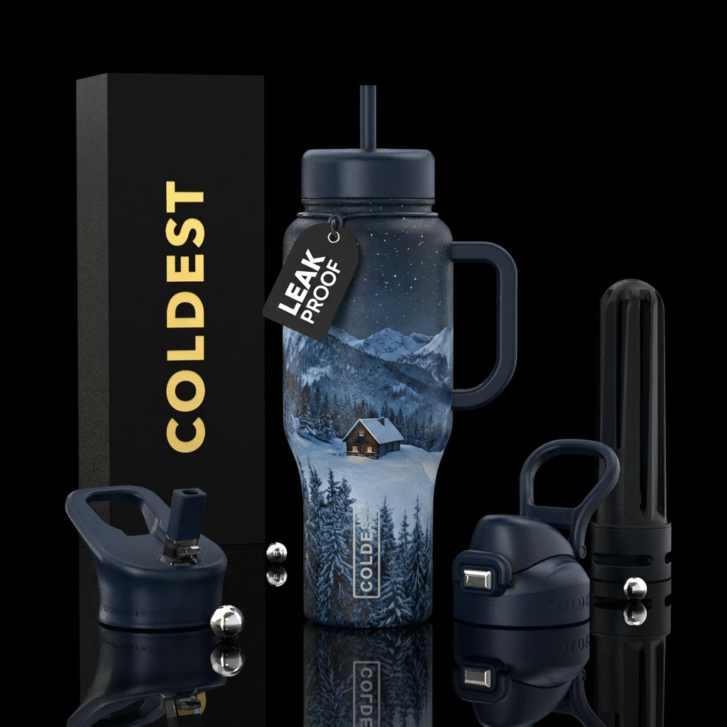 Lonely cabin water bottle design