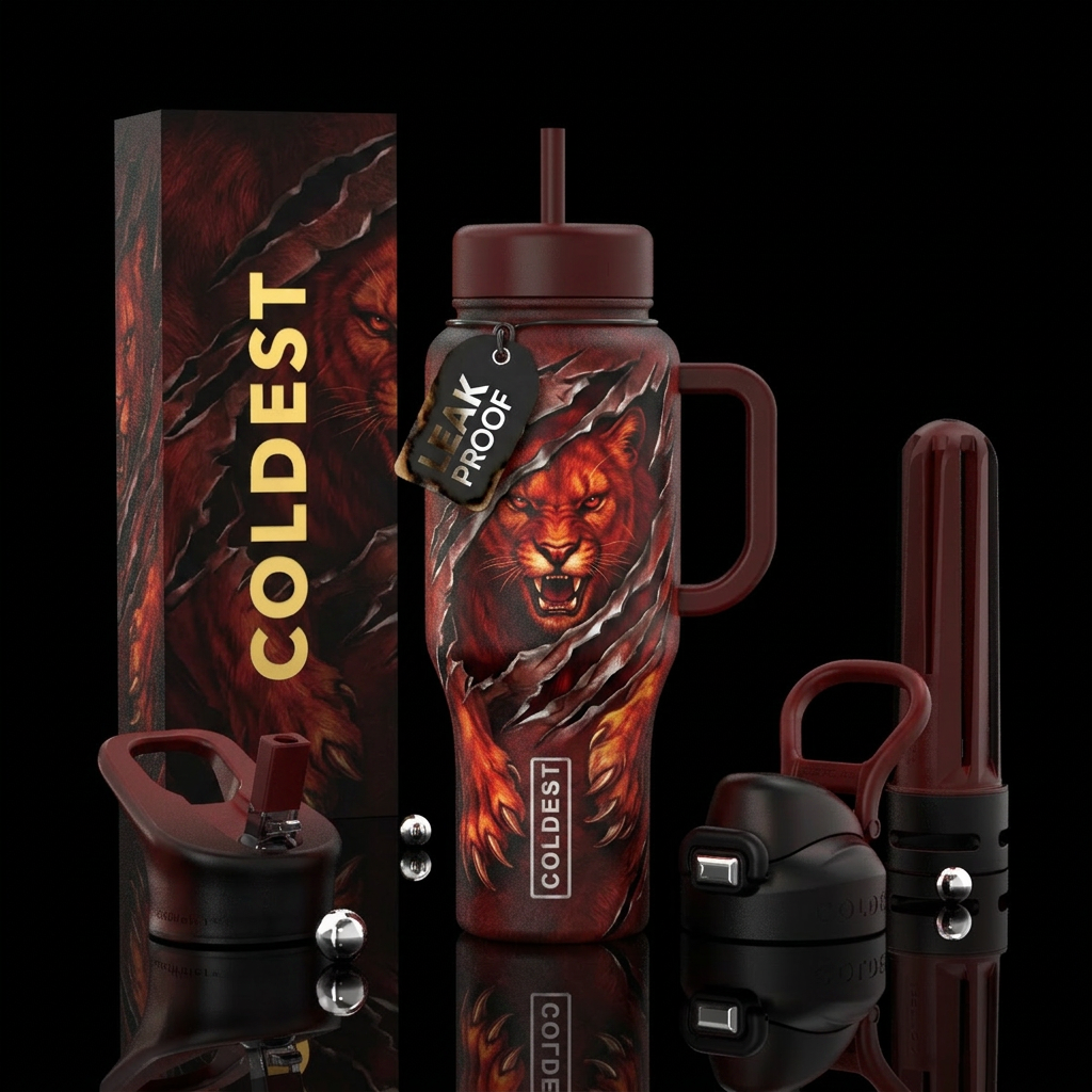 Lion heart water bottle design
