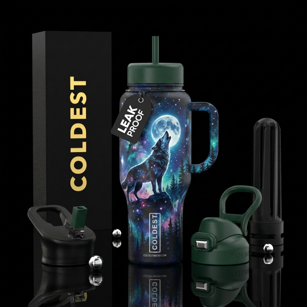 Howl at the moon water bottle design
