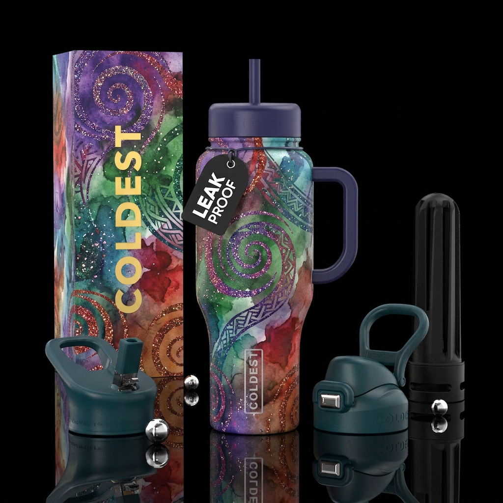 Glitter Spiral water bottle design