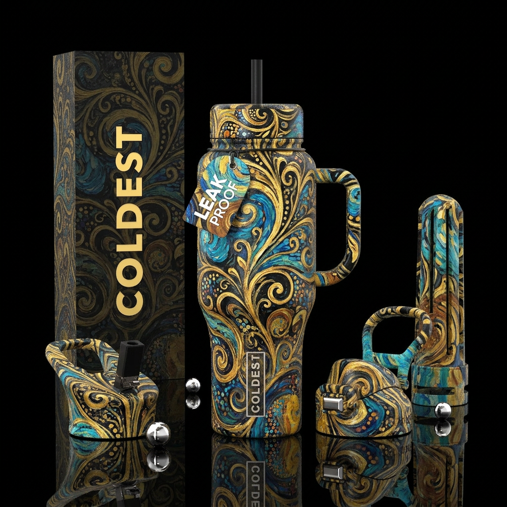 Golden water bottle design