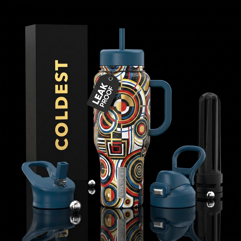 Spiral red water bottle design