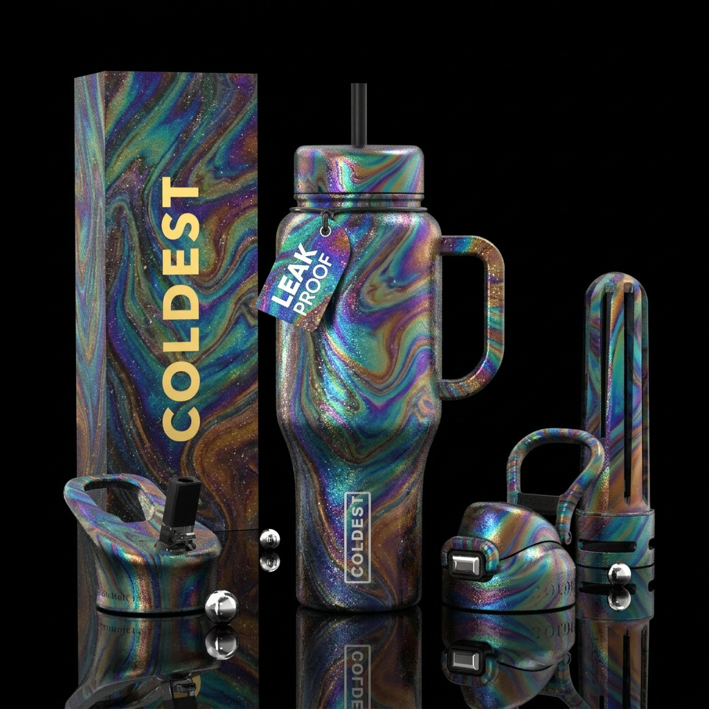 Oil splatter water bottle design