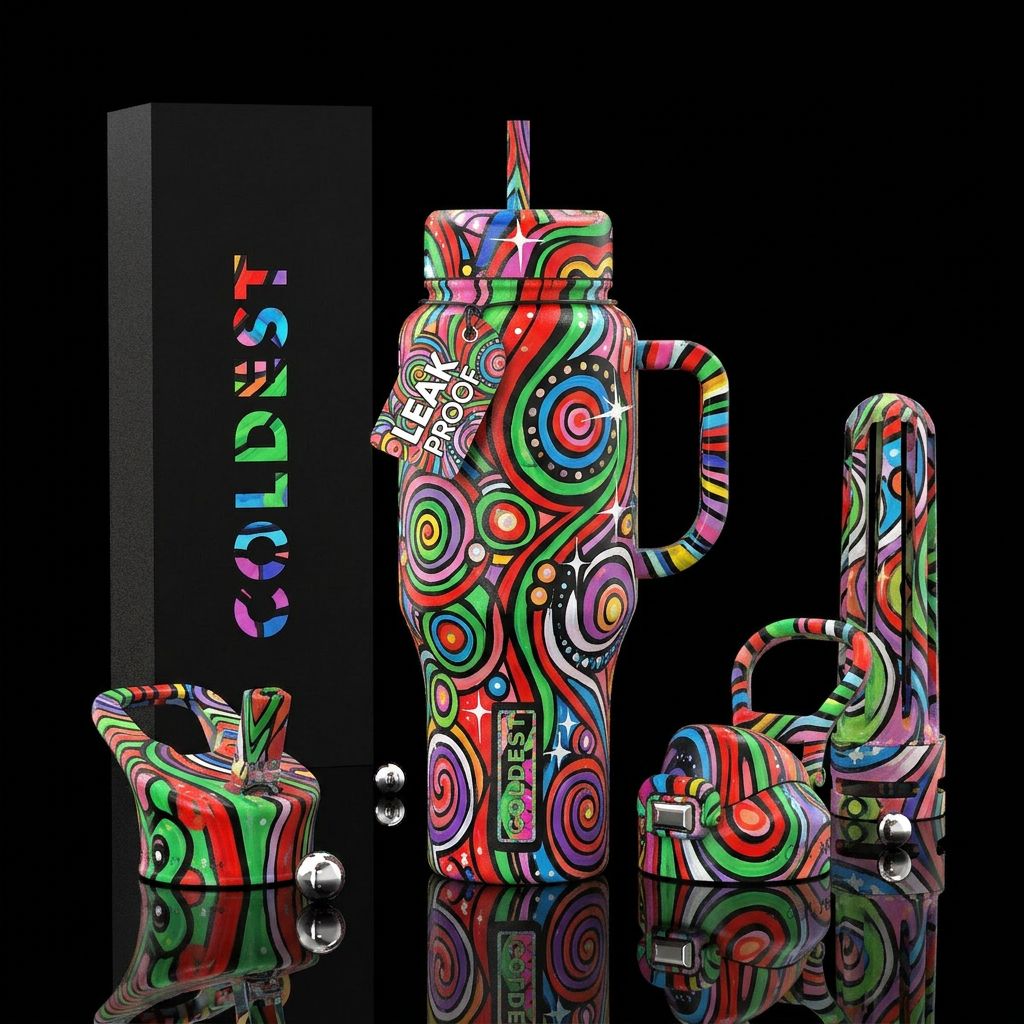 Rainbow lines water bottle design