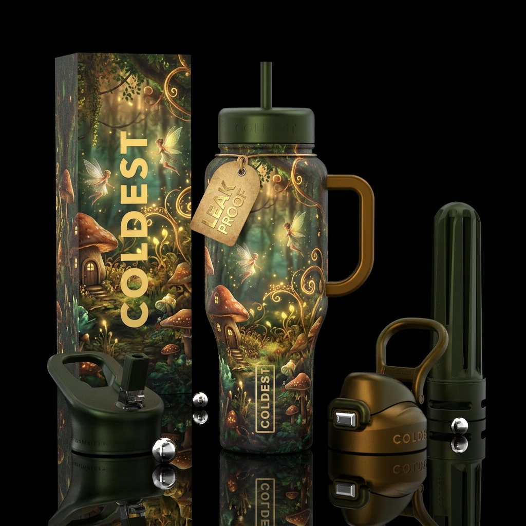 Golden glow water bottle design