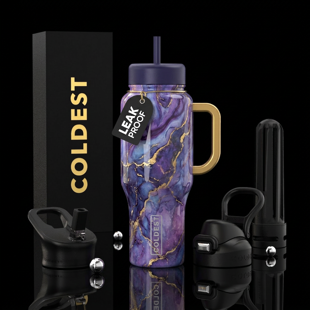 Purple marble water bottle design