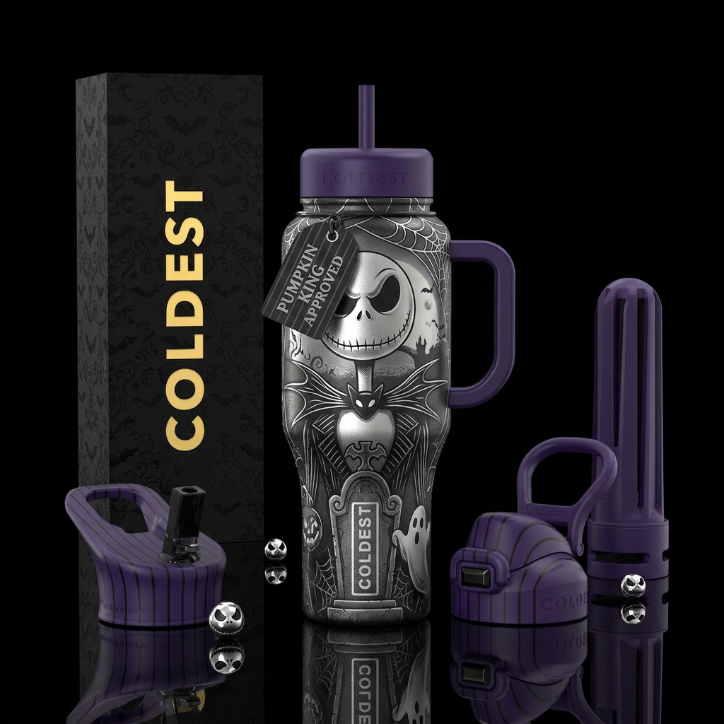 The pumpkin king water bottle design