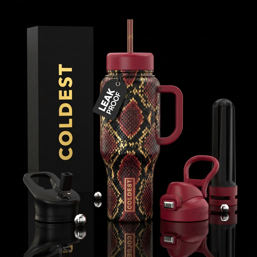 Red snake water bottle design