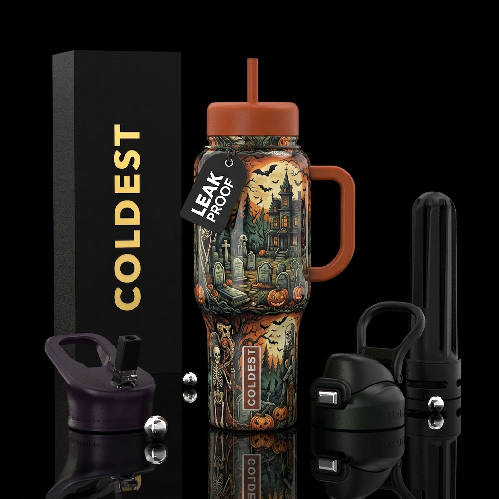 Spooky vibes water bottle design