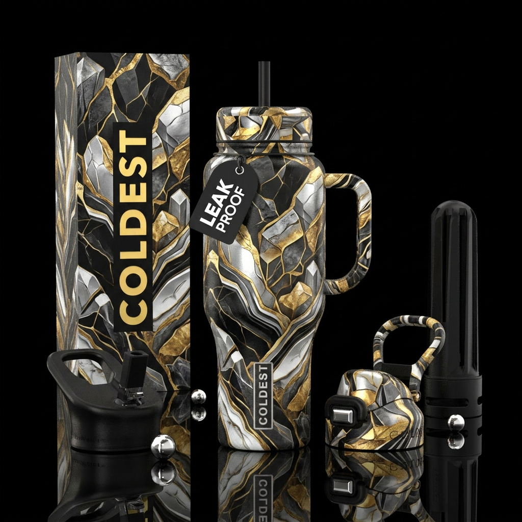 Golden rock water bottle design