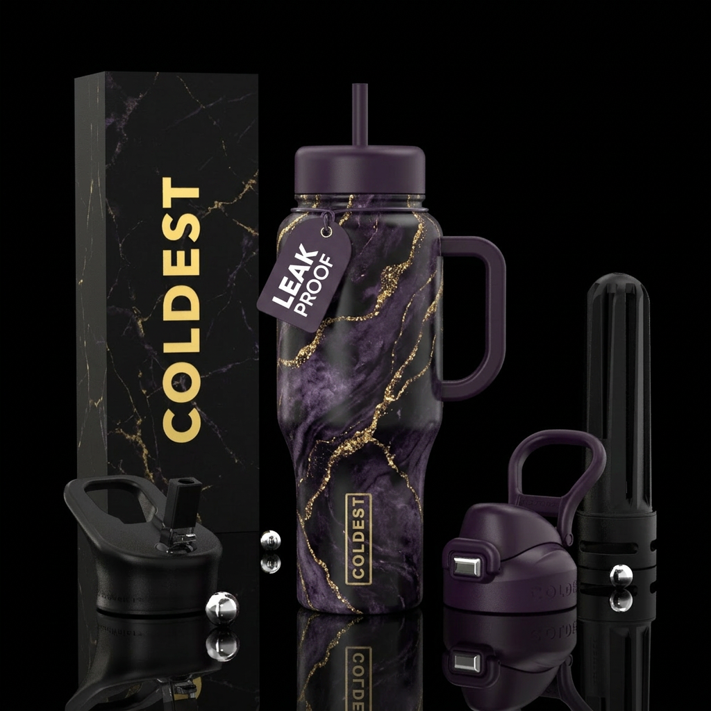 Purple marble water bottle design