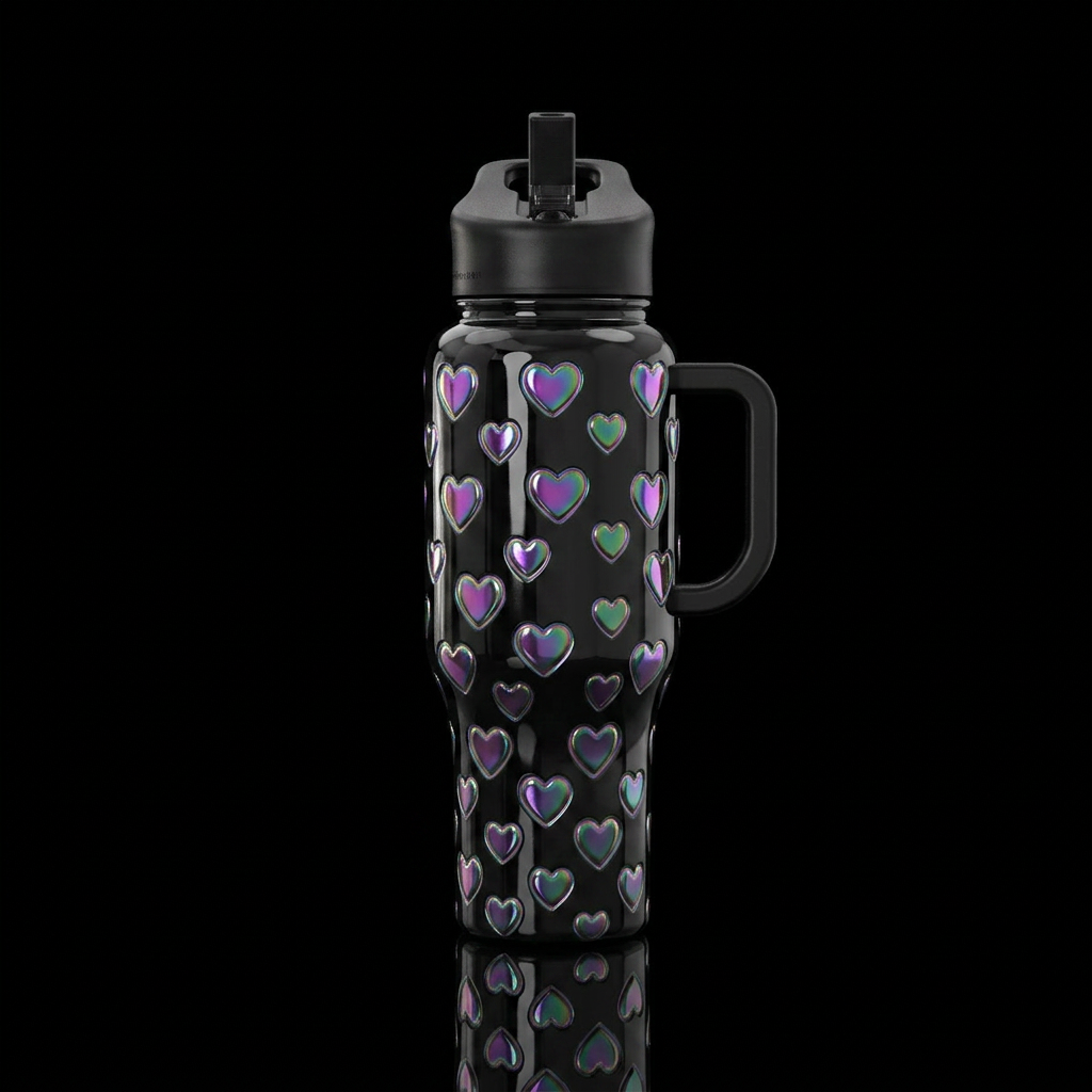 Hearts water bottle design